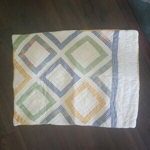Pair of quilted pillow shams, NWT. Cute Design In Yellow, Blue and Green.
